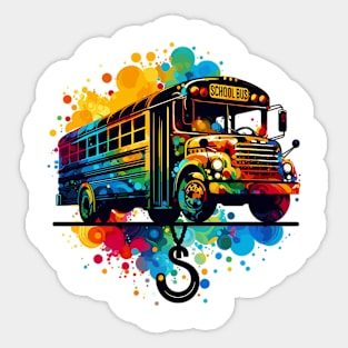 Artistic Silhouette Of A School Bus Sticker